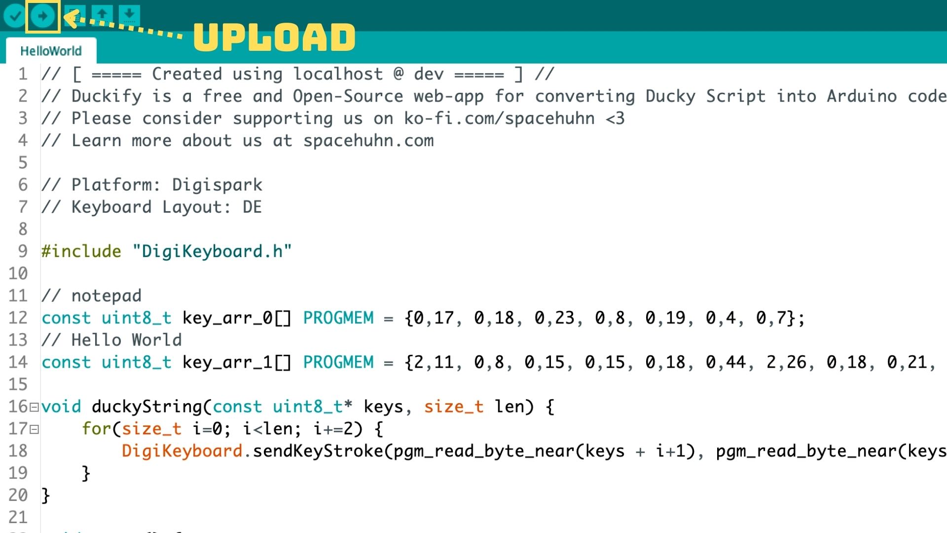 Duckify Usage Flashing in Arduino
